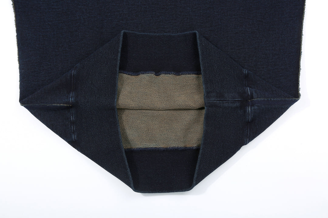 Samurai Jeans SIS25-101 14.5oz Indigo Sweatshirt - Kakishibu Overdyed Hem