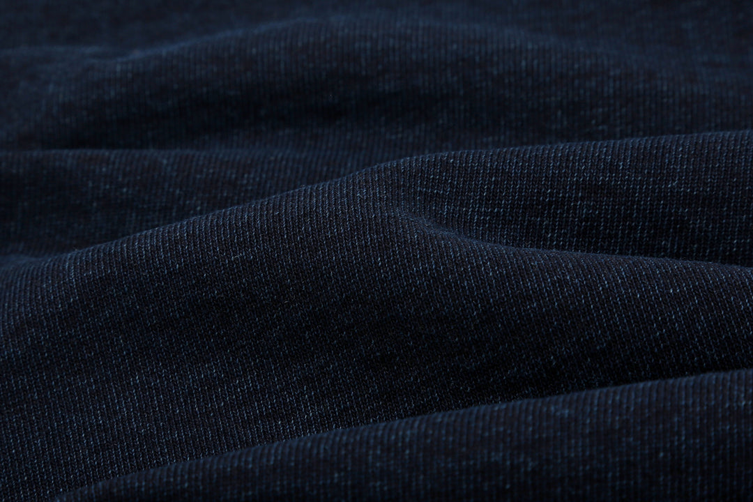Samurai Jeans SIS25-101 14.5oz Indigo Sweatshirt - Kakishibu Overdyed Jersey Close-Up