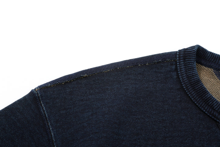 Samurai Jeans SIS25-101 14.5oz Indigo Sweatshirt - Kakishibu Overdyed Shoulder Seam