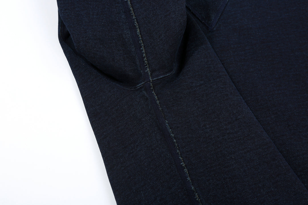 Samurai Jeans SIS25-101 14.5oz Indigo Sweatshirt - Kakishibu Overdyed Side Flat Seam