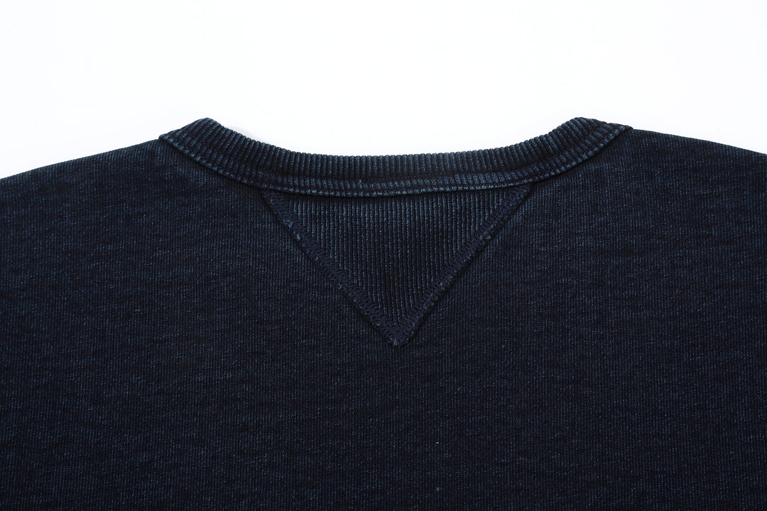 Samurai Jeans SIS25-101 14.5oz Indigo Sweatshirt - Kakishibu Overdyed V-Gusset Back Neck