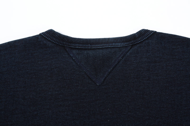 Samurai Jeans SIS25-101 14.5oz Indigo Sweatshirt - Kakishibu Overdyed V-Gusset Back Neck
