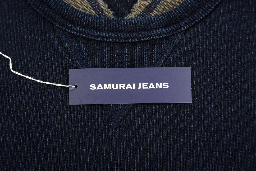 Samurai Jeans SIS25-101 14.5oz Indigo Sweatshirt - Kakishibu Overdyed Paper Tag