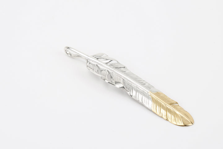 Moto FT-40 Kazekiri feather silver pendant K18 gold tipped native style Japan detail