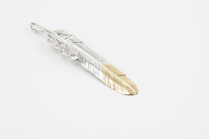 Moto FT-40 Kazekiri feather silver pendant K18 gold tipped native style Japan gold