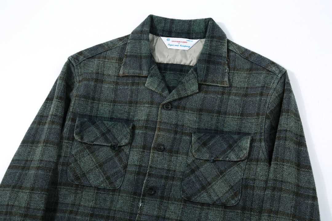 Sugar & Co SGR-BTS01V box check shirt vintage wash front view collar