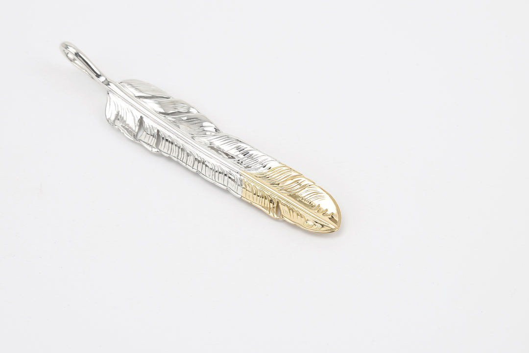 Moto FT-40 Kazekiri feather silver pendant K18 gold tipped native style Japan back gold