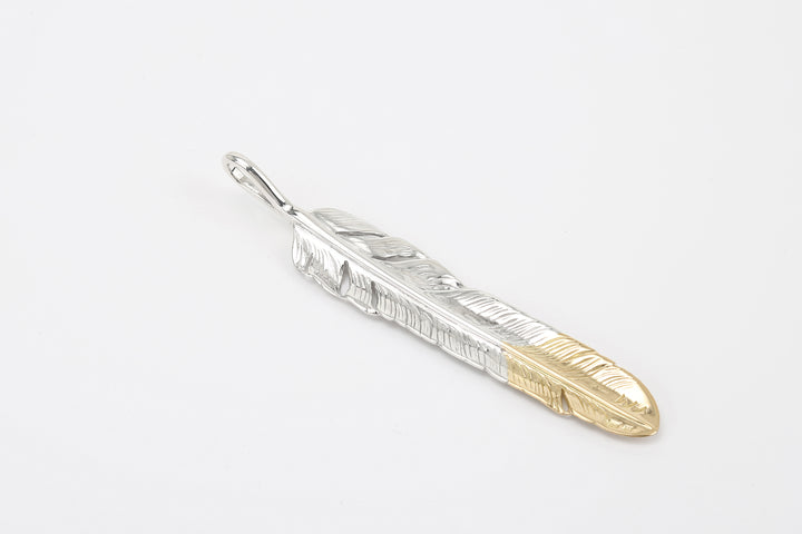 Moto FT-40 Kazekiri feather silver pendant K18 gold tipped native style Japan back