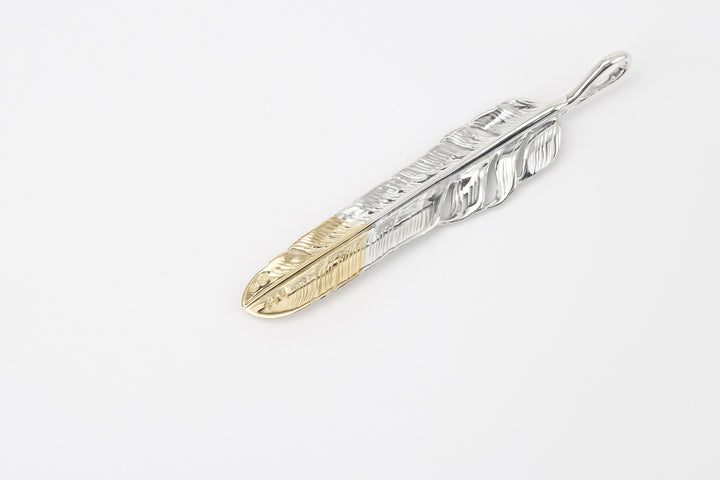 Moto FT-40 Kazekiri feather silver pendant K18 gold tipped native style Japan gold detail