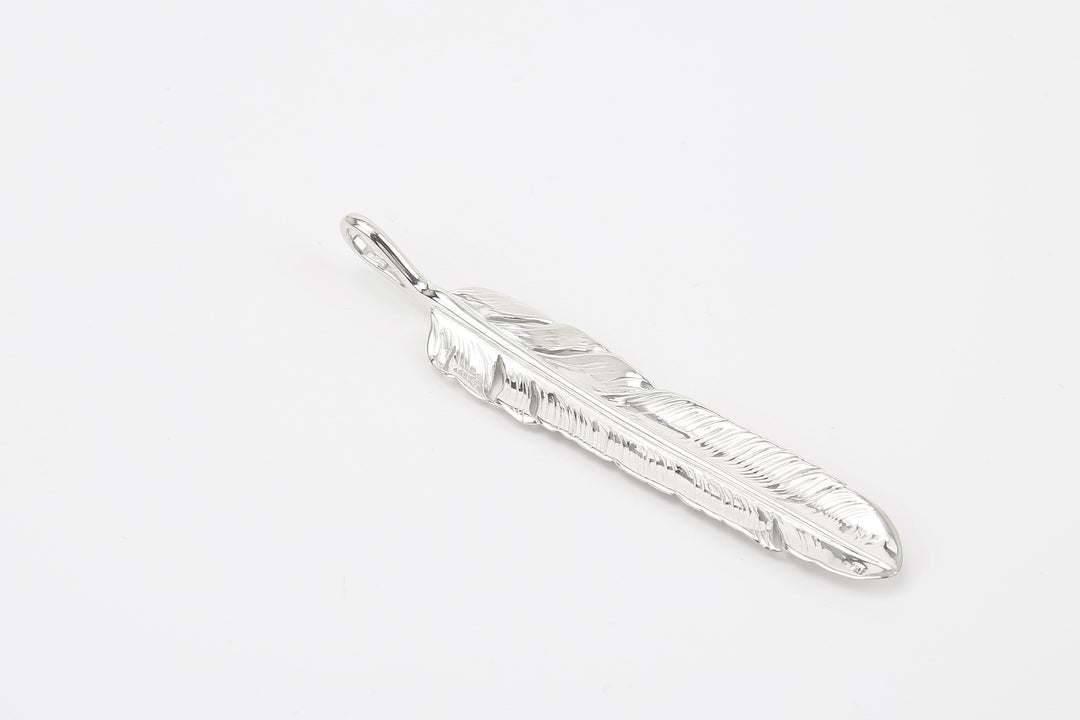 Moto FT-41 Kazekiri feather silver pendant extra large native style Japan handcrafted jewelry detail