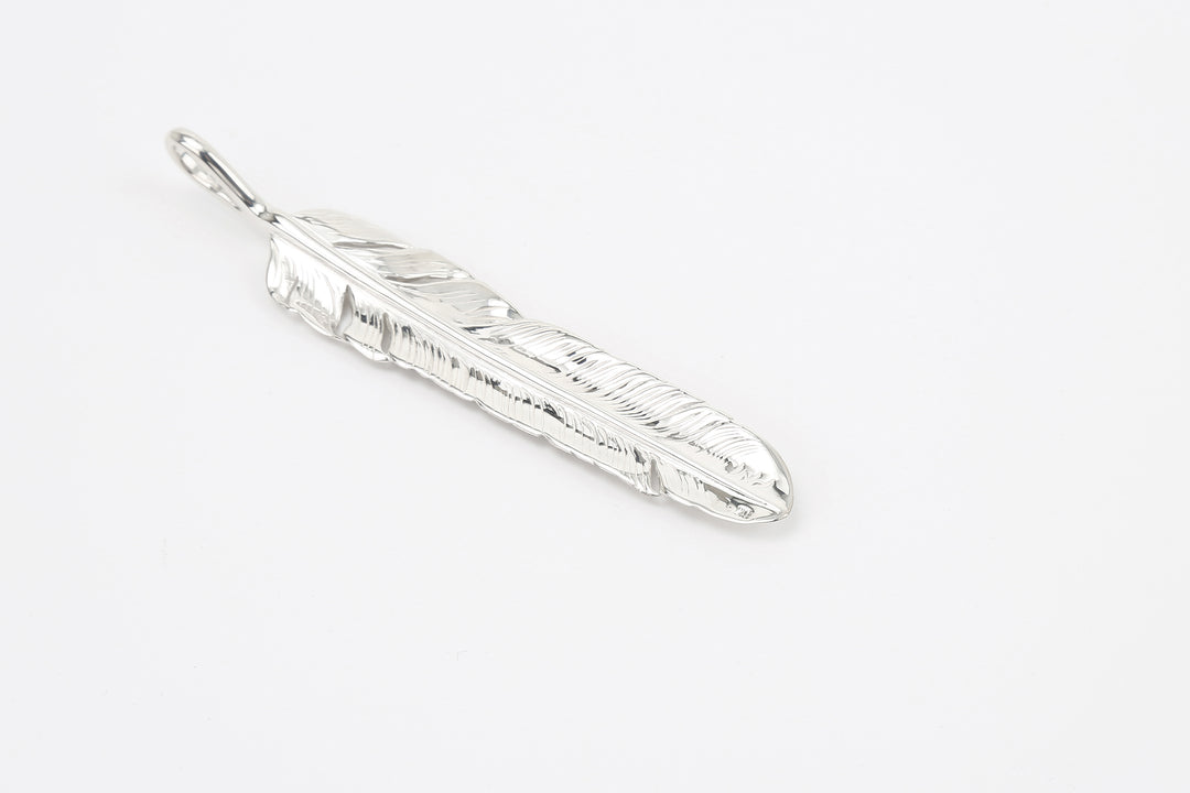 Moto FT-41 Kazekiri feather silver pendant extra large native style Japan handcrafted jewelry back detail