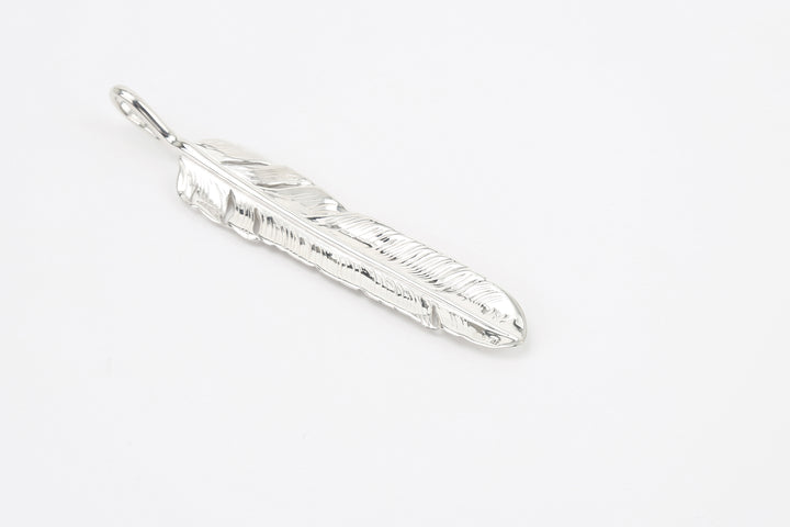 Moto FT-41 Kazekiri feather silver pendant extra large native style Japan handcrafted jewelry back detail