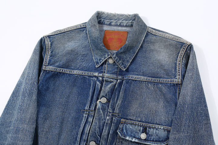 Fullcount 2107E More Than Real type 1 selvedge denim jacket souvenir embroidery Japan detail