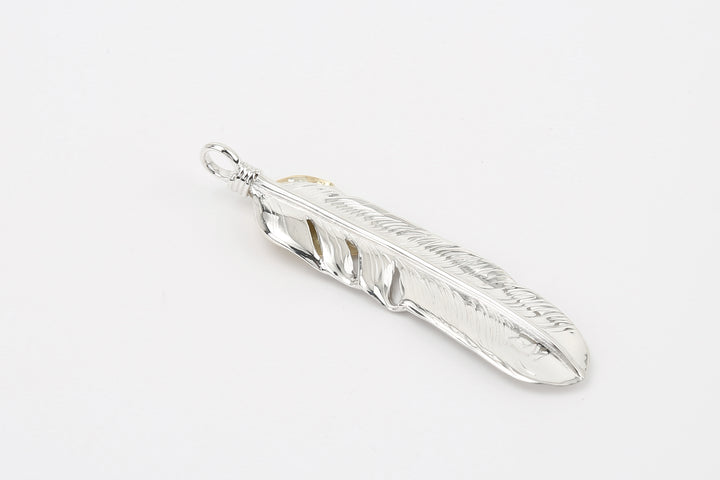 Moto Hideo Motoike FT-02-L Silver Feather with K18 Gold Heart Top - Large back side detail 