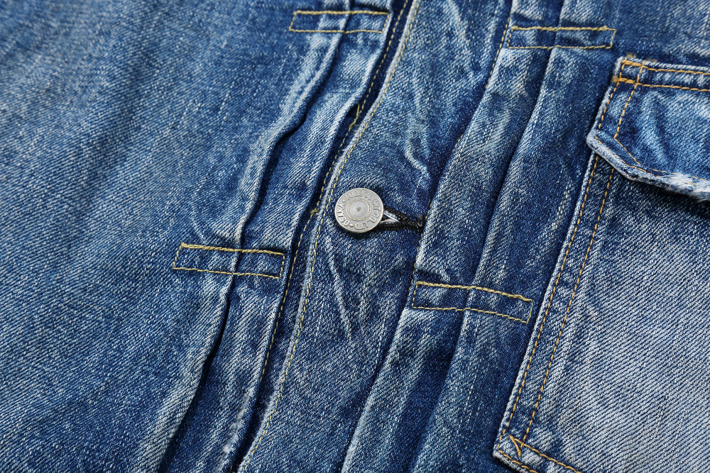 Fullcount 2107E More Than Real type 1 selvedge denim jacket souvenir embroidery Japan detail