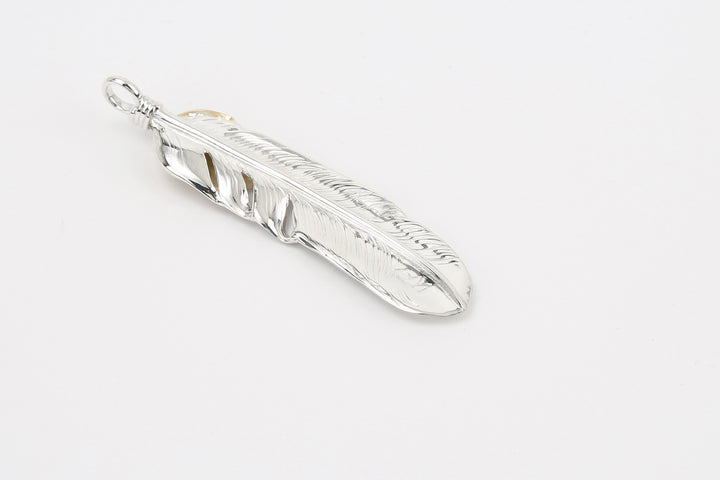 Moto Hideo Motoike FT-02-L Silver Feather with K18 Gold Heart Top - Large back side detail