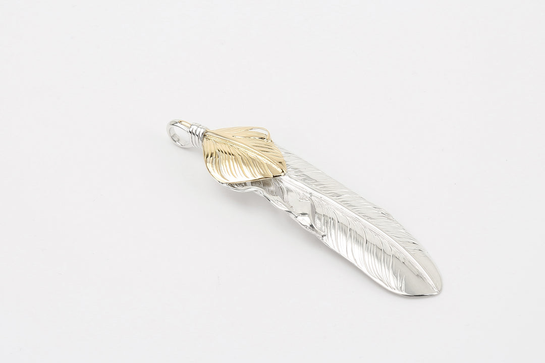 Moto Hideo Motoike FT-02-R Silver Feather with K18 Gold Heart Top - Large detail heart feather K18