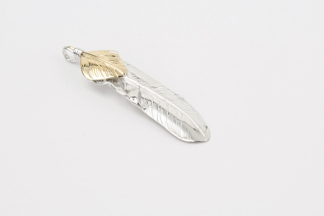 Moto Hideo Motoike FT-02-R Silver Feather with K18 Gold Heart Top - Large detail top