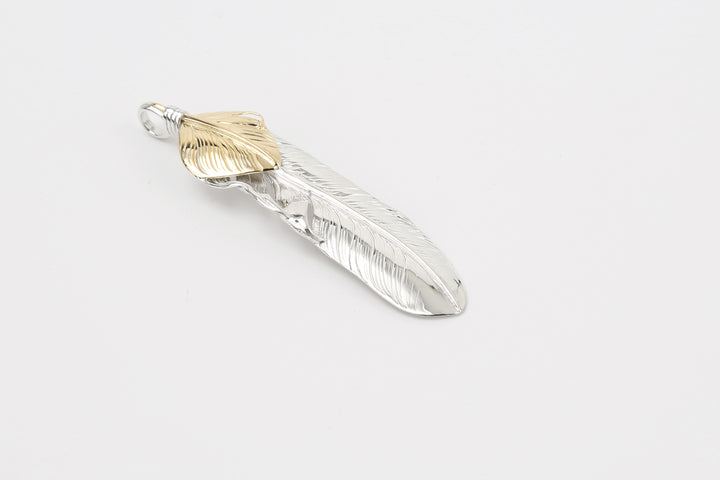 Moto Hideo Motoike FT-02-R Silver Feather with K18 Gold Heart Top - Large detail top
