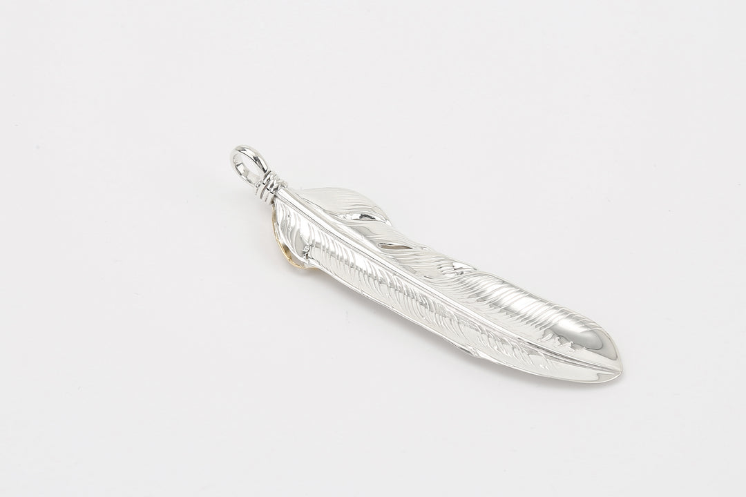 Moto Hideo Motoike FT-02-R Silver Feather with K18 Gold Heart Top - Large detail back side
