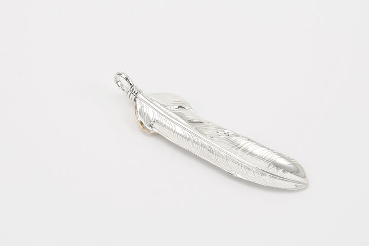 Moto Hideo Motoike FT-02-R Silver Feather with K18 Gold Heart Top - Large detail back side