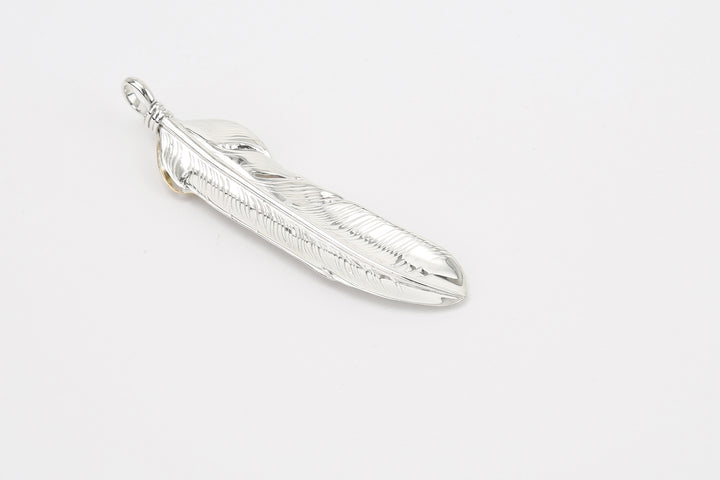 Moto Hideo Motoike FT-02-R Silver Feather with K18 Gold Heart Top - Large detail feather back side