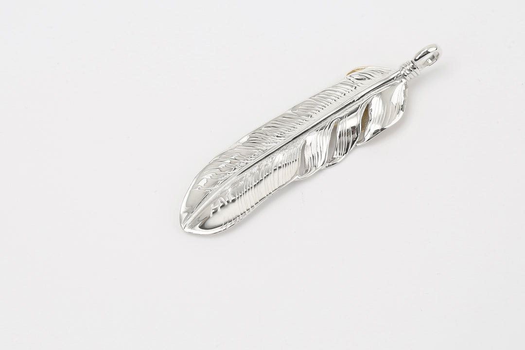 Moto Hideo Motoike FT-02-R Silver Feather with K18 Gold Heart Top - Large detail back side
