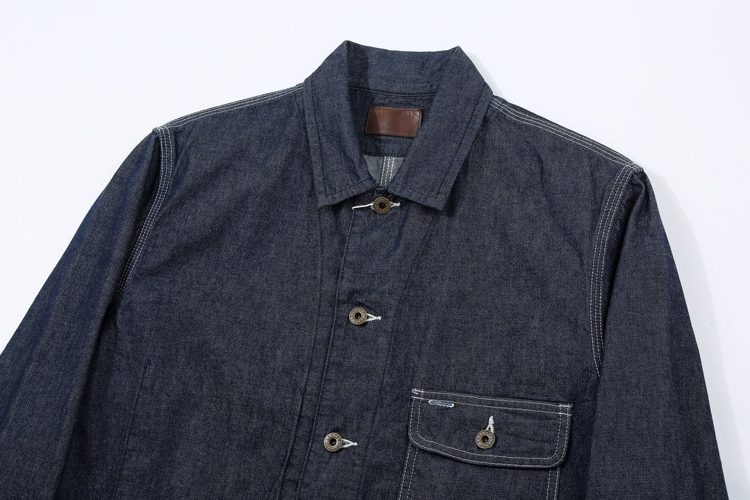 Moto Motor 11oz Jelt denim coverall workwear jacket vintage style Japan collar