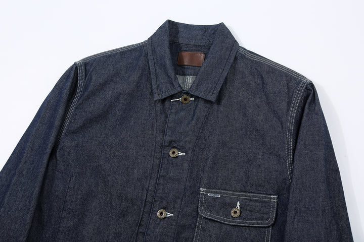 Moto Motor 11oz Jelt denim coverall workwear jacket vintage style Japan collar