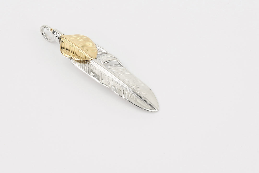 Moto Hideo Motoike FT-06-L Silver Feather with K18 Gold Heart Top - Medium