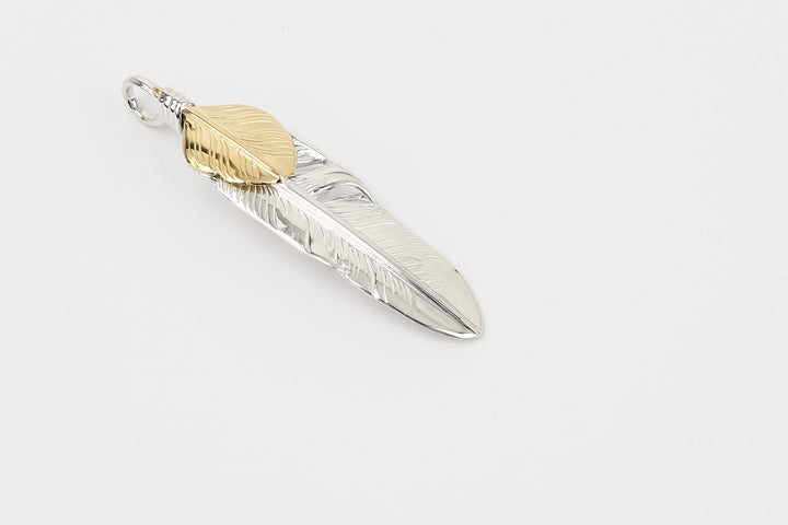 Moto Hideo Motoike FT-06-L Silver Feather with K18 Gold Heart Top - Medium
