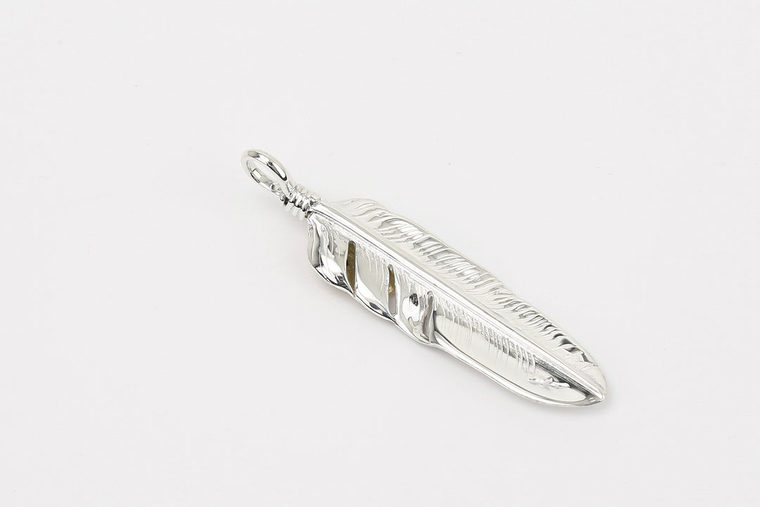 Moto Hideo Motoike FT-06-L Silver Feather with K18 Gold Heart Top - Medium