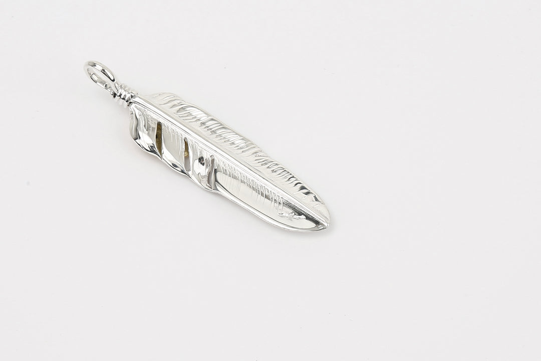 Moto Hideo Motoike FT-06-L Silver Feather with K18 Gold Heart Top - Medium