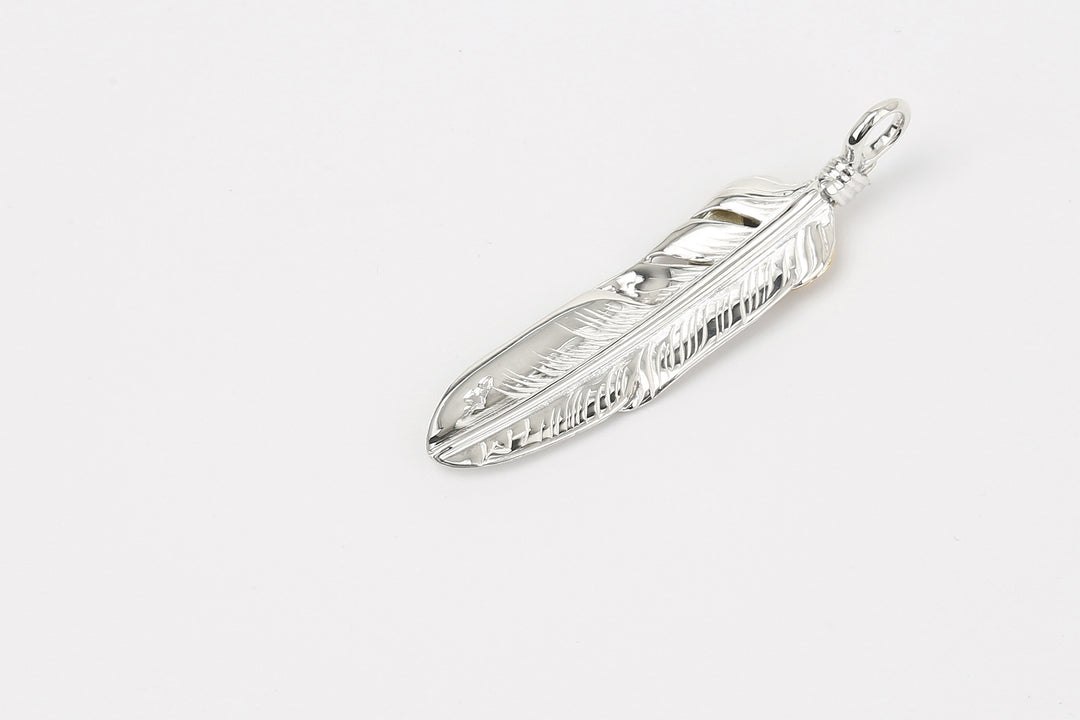 Moto Hideo Motoike FT-06-L Silver Feather with K18 Gold Heart Top - Medium