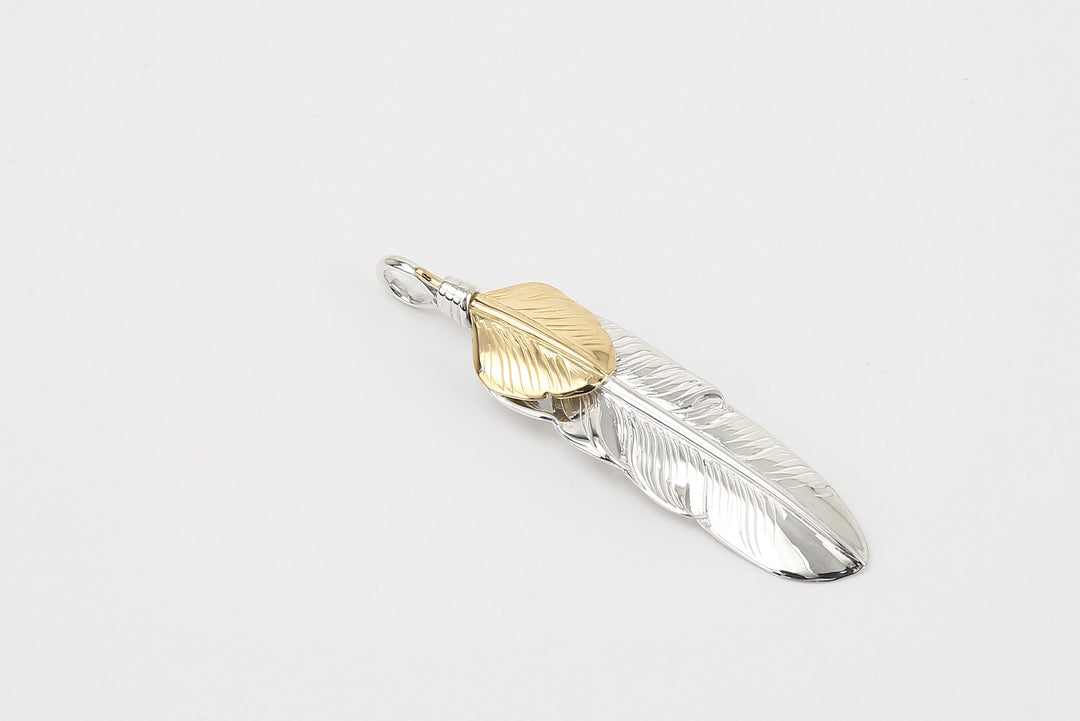 Moto Hideo Motoike FT-06-R Silver Feather with K18 Gold Heart Top - Medium k18 detail