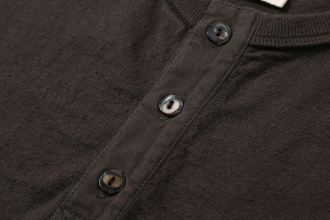 Samurai Jeans SJST-SC02 Samurai Cotton Henley Neck T-Shirt Made in Japan shell buttons kuromame