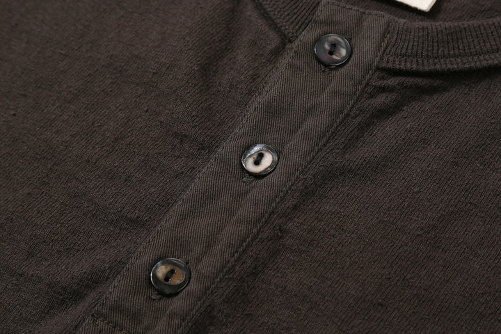 Samurai Jeans SJST-SC02 Samurai Cotton Henley Neck T-Shirt Made in Japan shell buttons kuromame