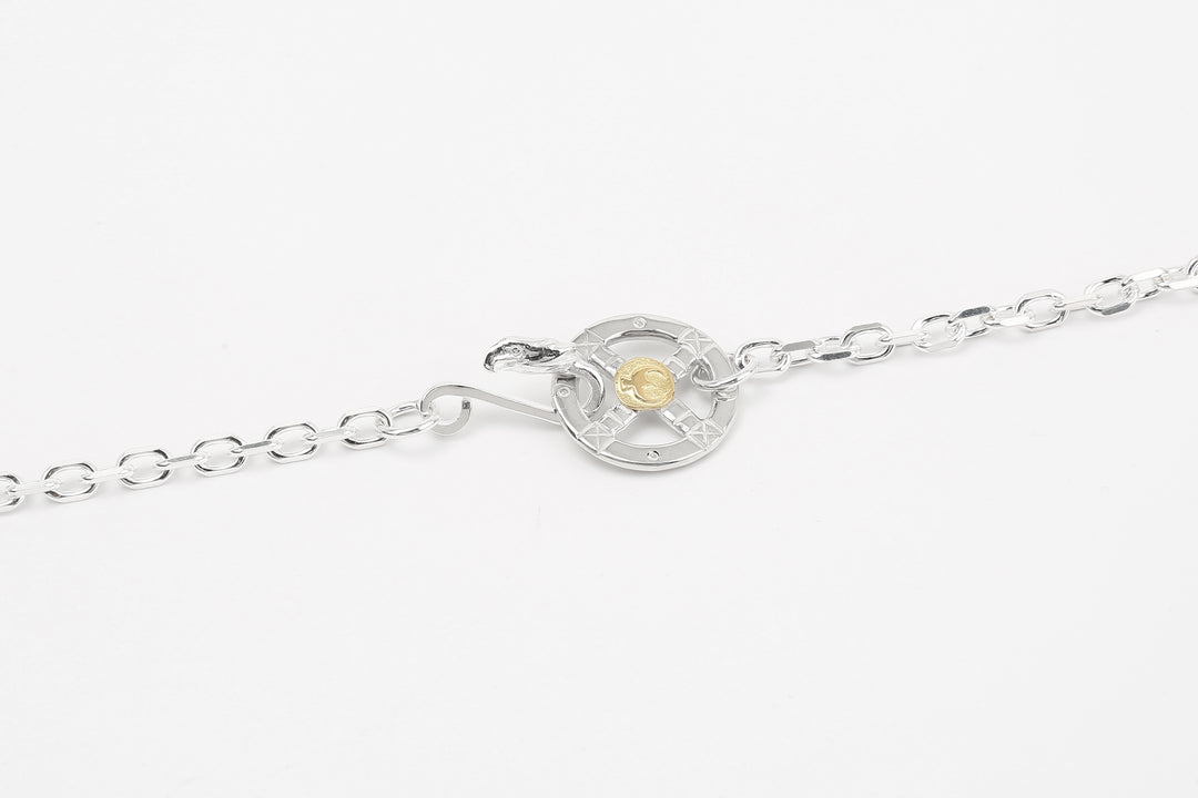 Moto CH-06 bold square chain necklace K18 gold accent eagle hook silver chain Japan wheel 