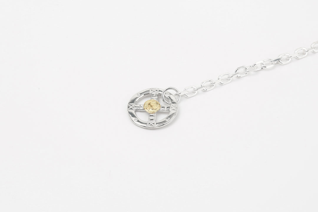 Moto CH-06 bold square chain necklace K18 gold accent eagle hook silver chain Japan wheel