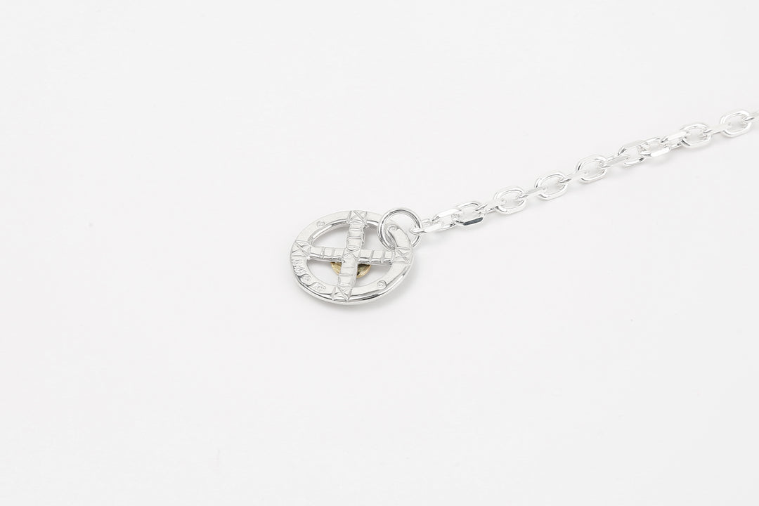 Moto CH-06 bold square chain necklace K18 gold accent eagle hook silver chain Japan wheel back
