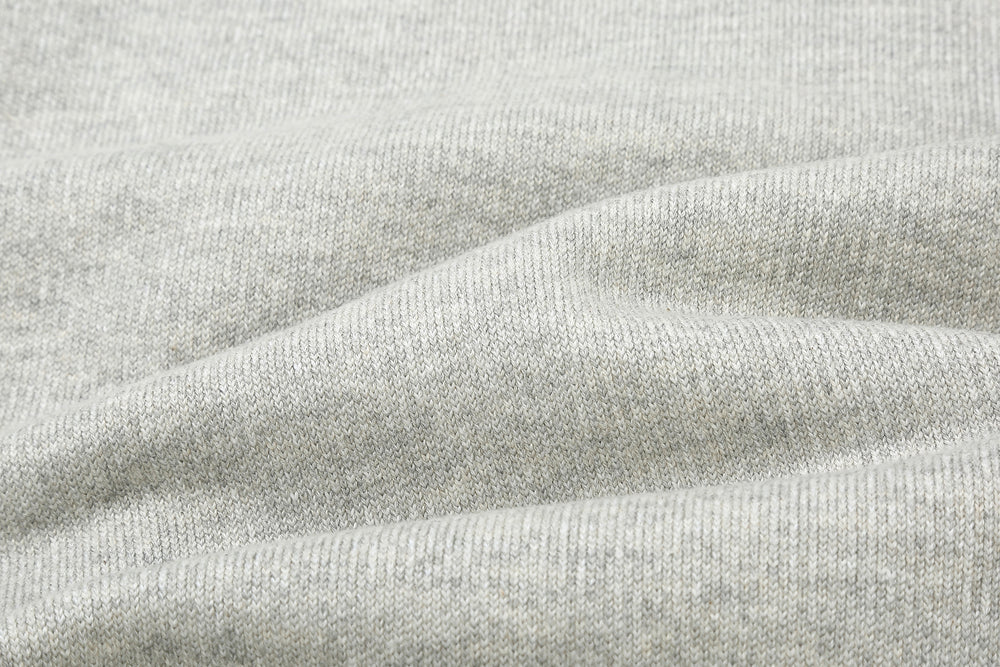 Un-Useless 170416 inlay knit full zip hoodie made in Japan SWKNIT zip hooded sweatshirt grey fabric close up