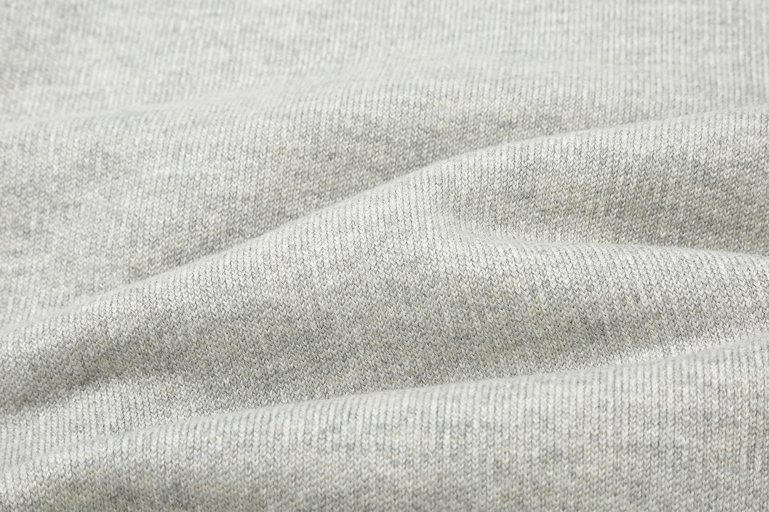 Un-Useless 170416 inlay knit full zip hoodie made in Japan SWKNIT zip hooded sweatshirt grey fabric close up