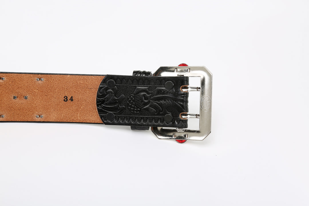 Attractions x ACE Western Belts A20032 Studded and Jeweled Belt Black – Buckle Reverse Side