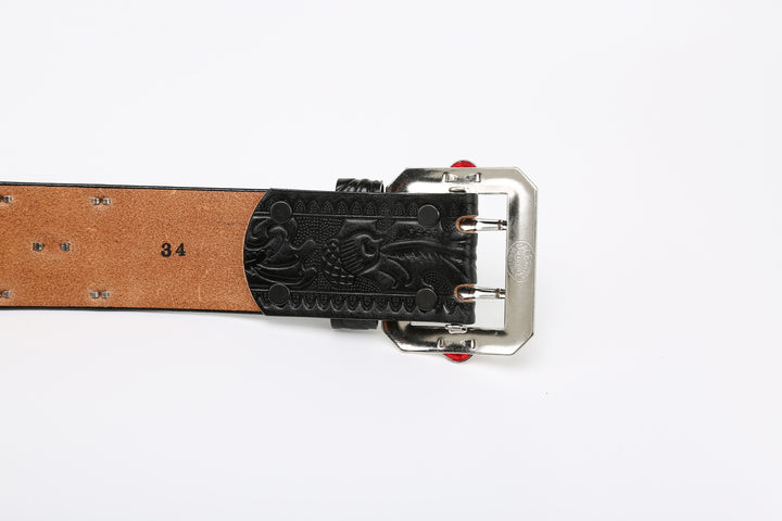 Attractions x ACE Western Belts A20032 Studded and Jeweled Belt Black – Buckle Reverse Side