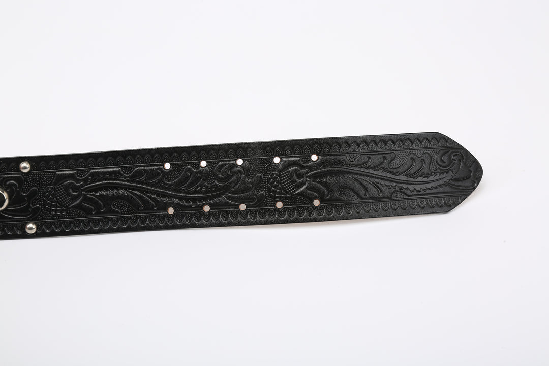 Attractions x ACE Western Belts A20032 Studded and Jeweled Belt Black – Embossed Belt Tip and Adjustment Holes