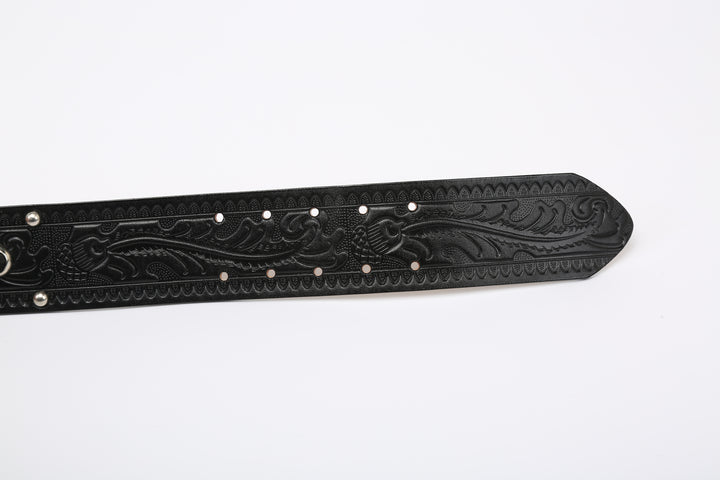Attractions x ACE Western Belts A20032 Studded and Jeweled Belt Black – Embossed Belt Tip and Adjustment Holes