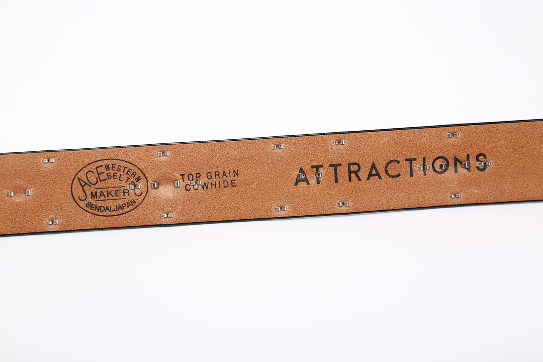 Attractions x ACE Western Belts A20032 Studded and Jeweled Belt Black – ACE Maker Stamp and Attractions Branding Detail
