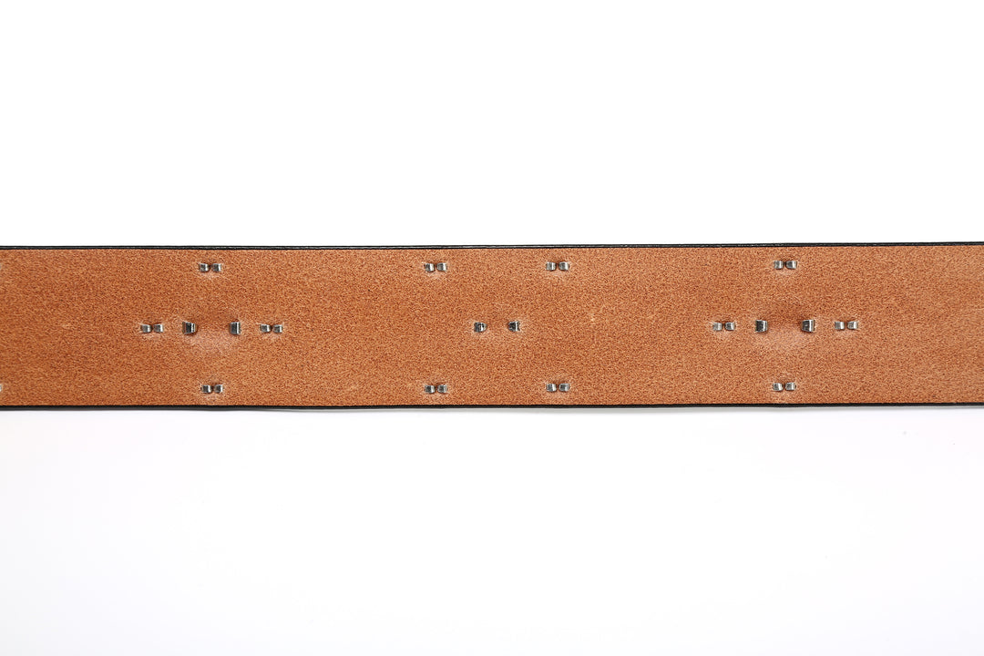 Attractions x ACE Western Belts A20032 Studded and Jeweled Belt Black – Leather Back Side and Stud Fastenings