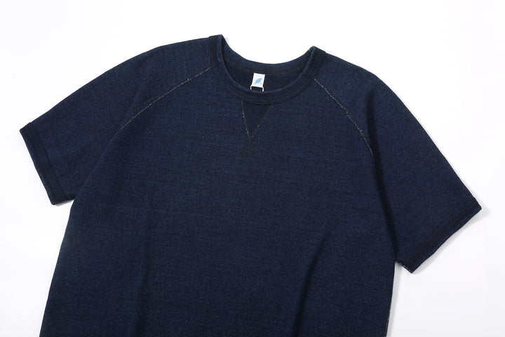Pure Blue Japan 5411-ID Heavyweight Indigo Slub Jersey T-Shirt Raglan Sleeve Made in Japan Collar