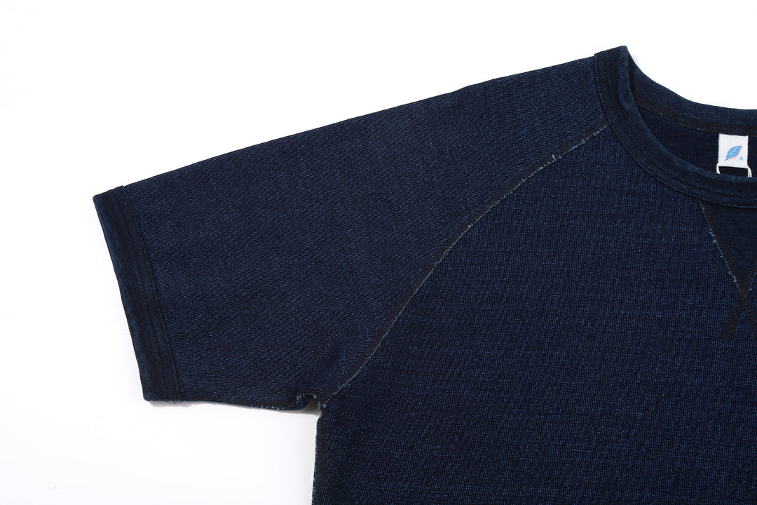 Pure Blue Japan 5411-ID Heavyweight Indigo Slub Jersey T-Shirt Raglan Sleeve Made in Japan Sleeve